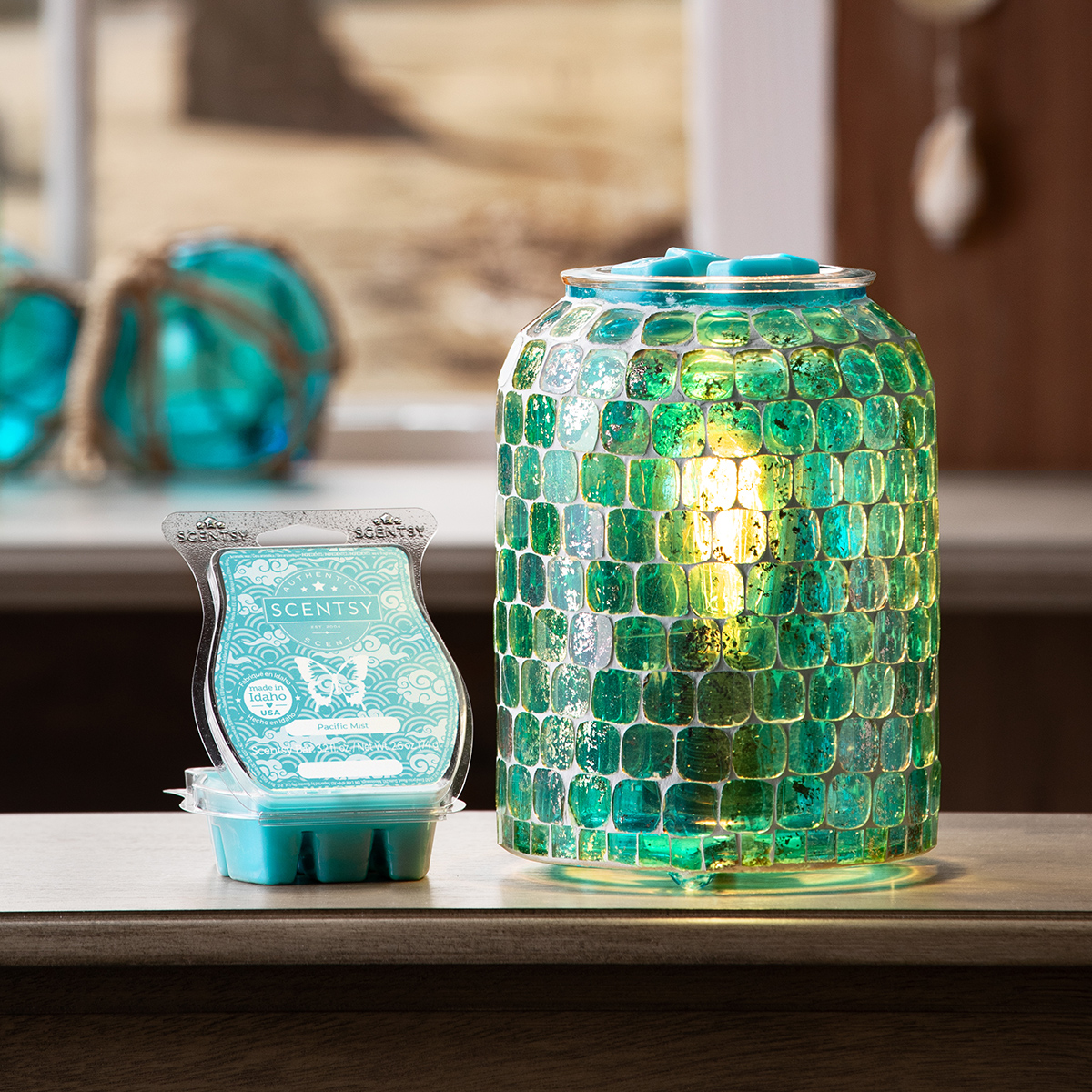 Scentsy Warmer Of The Month On the Seashore & Pacific Mist Scent for June 2023