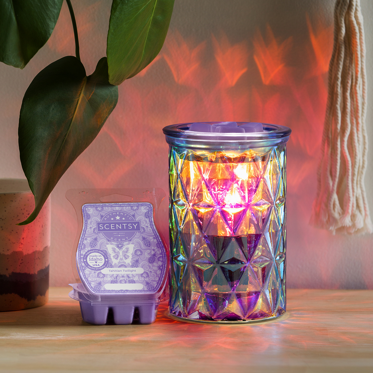 Scentsy Warmer Of The Month Prismatic & Tahitian Twilight Scent for July 2023