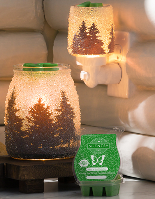 Scentsy Warmer Of The Month Frosted Night & Meet at the Mistletoe for December 2023