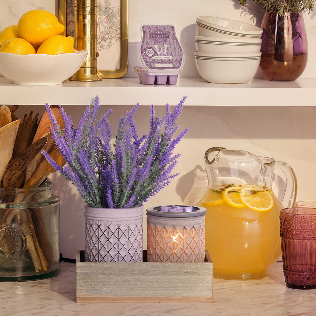 Scentsy Warmer Of The Month Lavender Bouquet & Provence Lavender Scent for July 2024